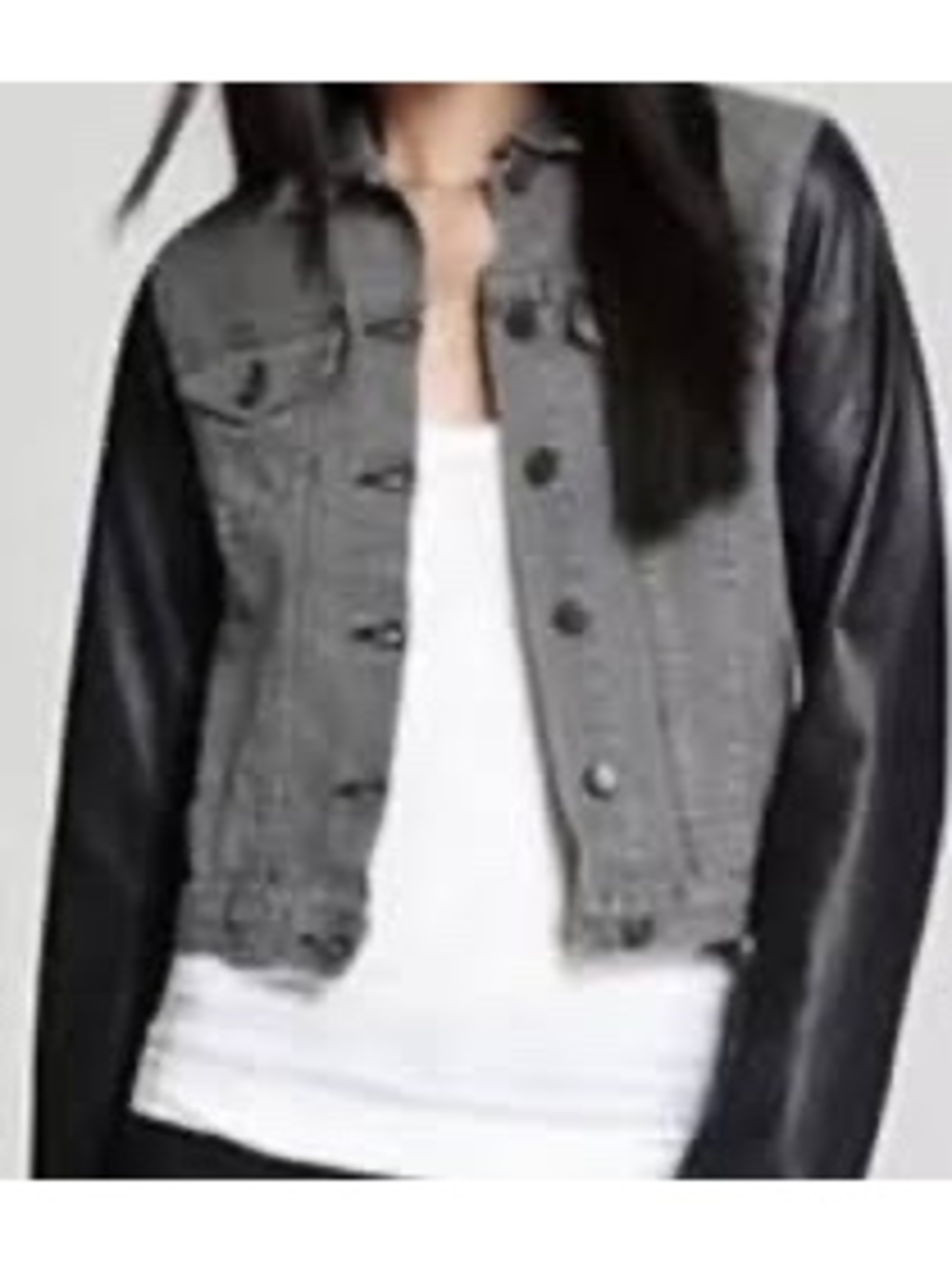 rag & bone/JEAN Black Mixed-Media Denim & Leather Jacket - Size Small